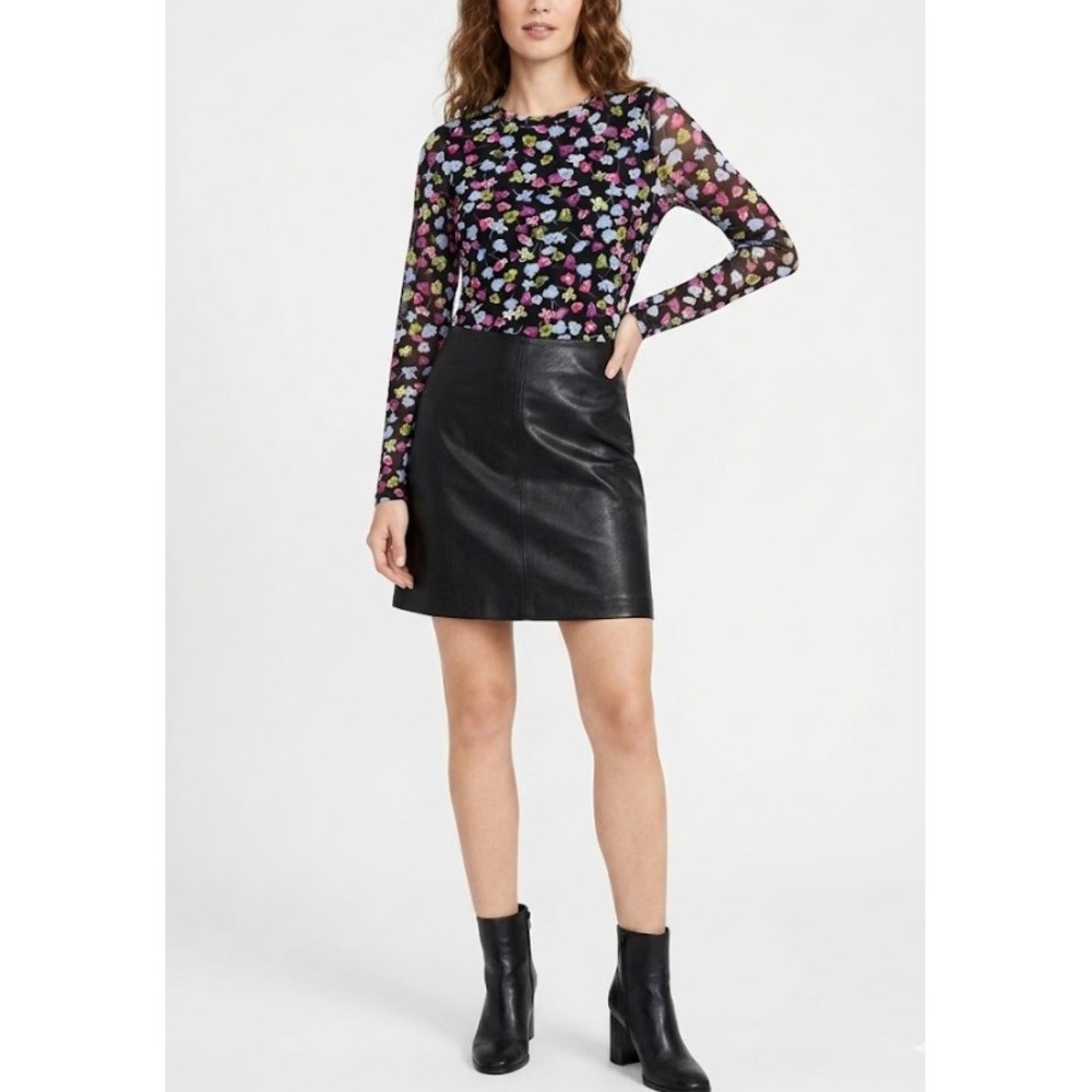 INC International Concepts Mesh Top Medium Multi Color Ditsy Floral Feminine